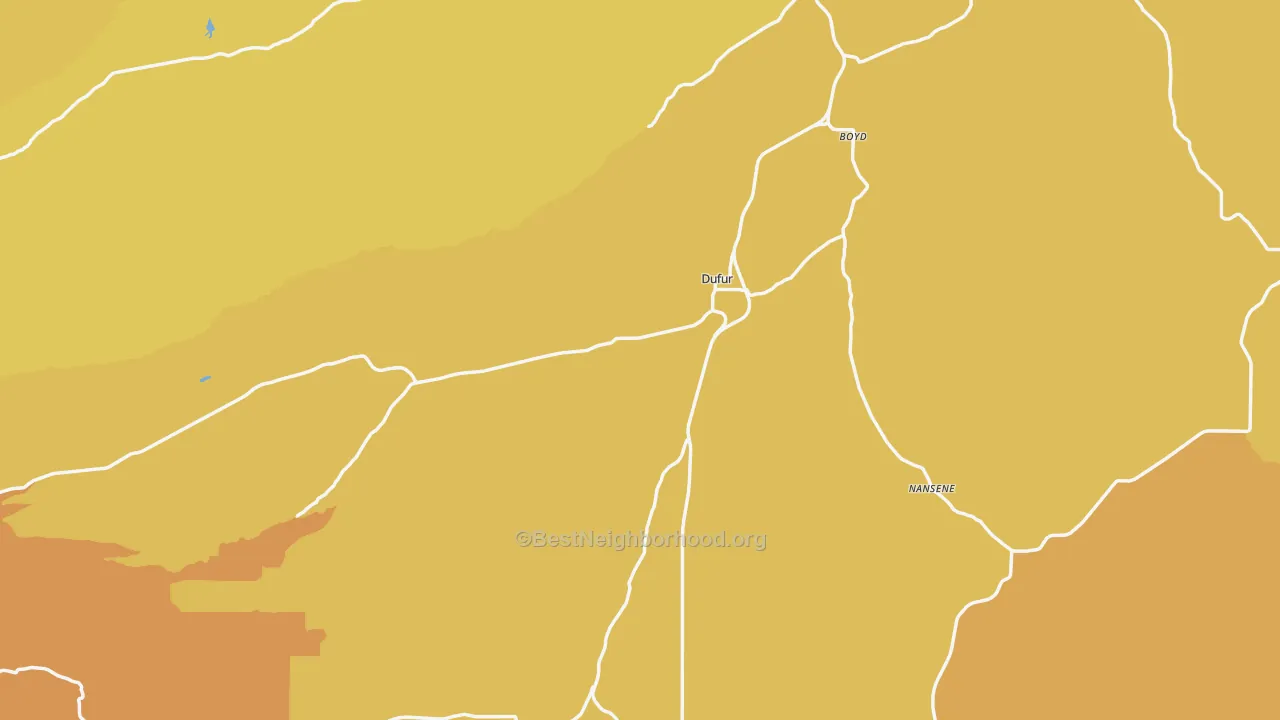 Map of the best neighborhoods in the 97021 area, with better matches in green and worse matches in red