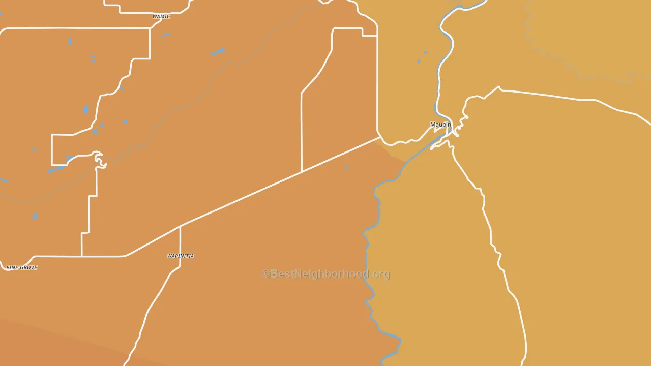 Map of the best neighborhoods in the 97037 area, with better matches in green and worse matches in red
