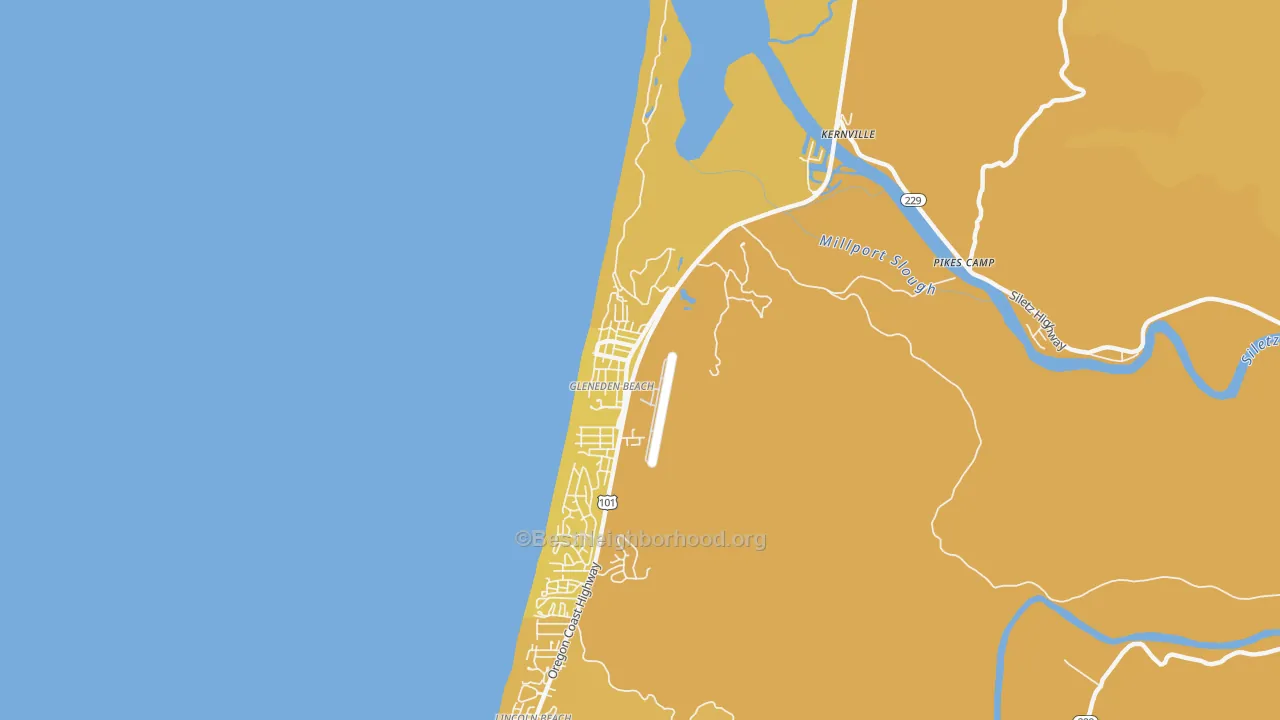 Map of the best neighborhoods in the 97388 area, with better matches in green and worse matches in red