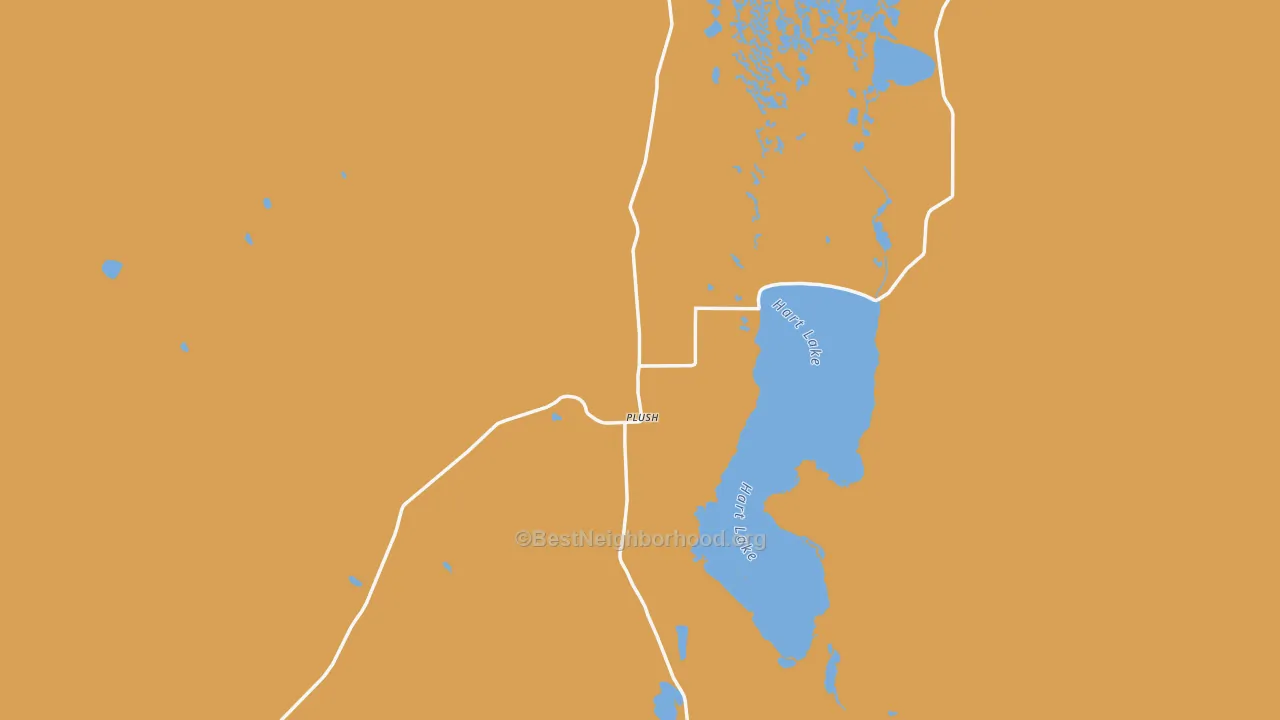 Map of the best neighborhoods in the 97637 area, with better matches in green and worse matches in red