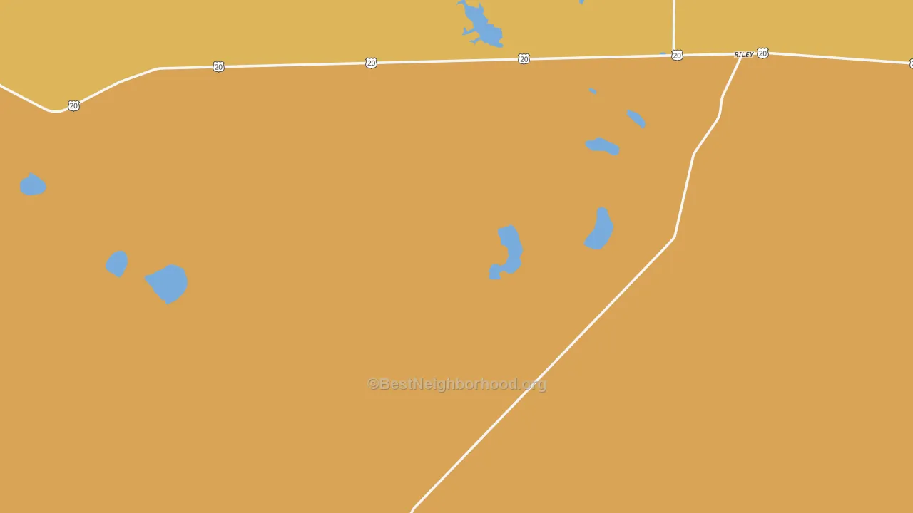 Map of the best neighborhoods in the 97758 area, with better matches in green and worse matches in red