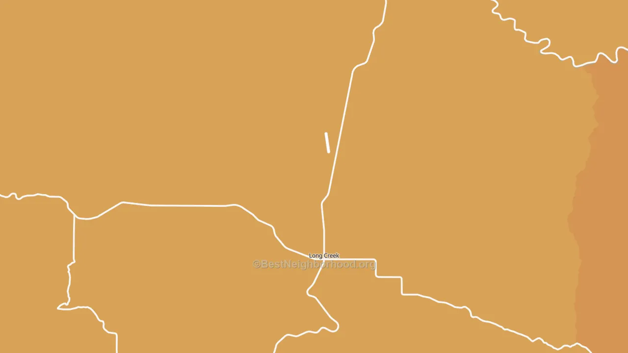 Map of the best neighborhoods in the 97856 area, with better matches in green and worse matches in red