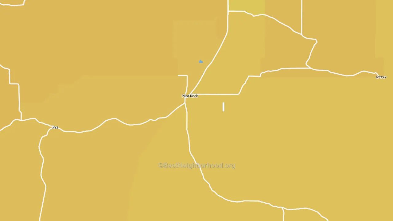 Map of the best neighborhoods in the 97868 area, with better matches in green and worse matches in red