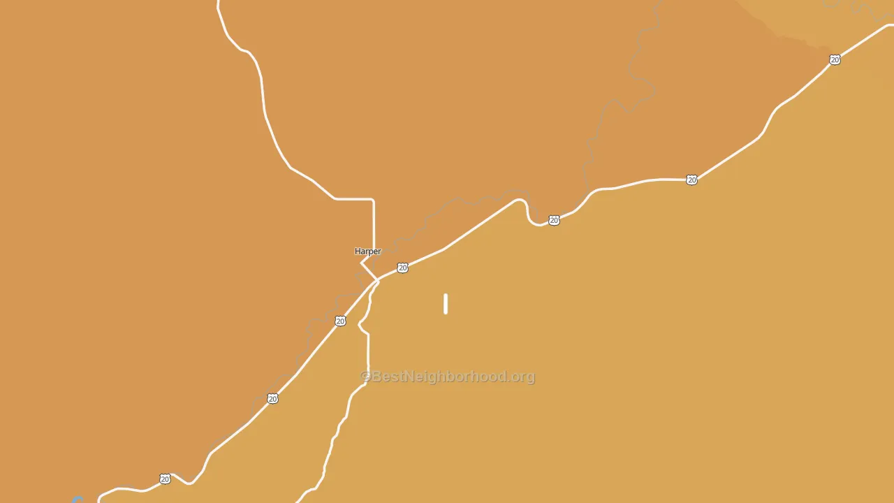 Map of the best neighborhoods in the 97906 area, with better matches in green and worse matches in red
