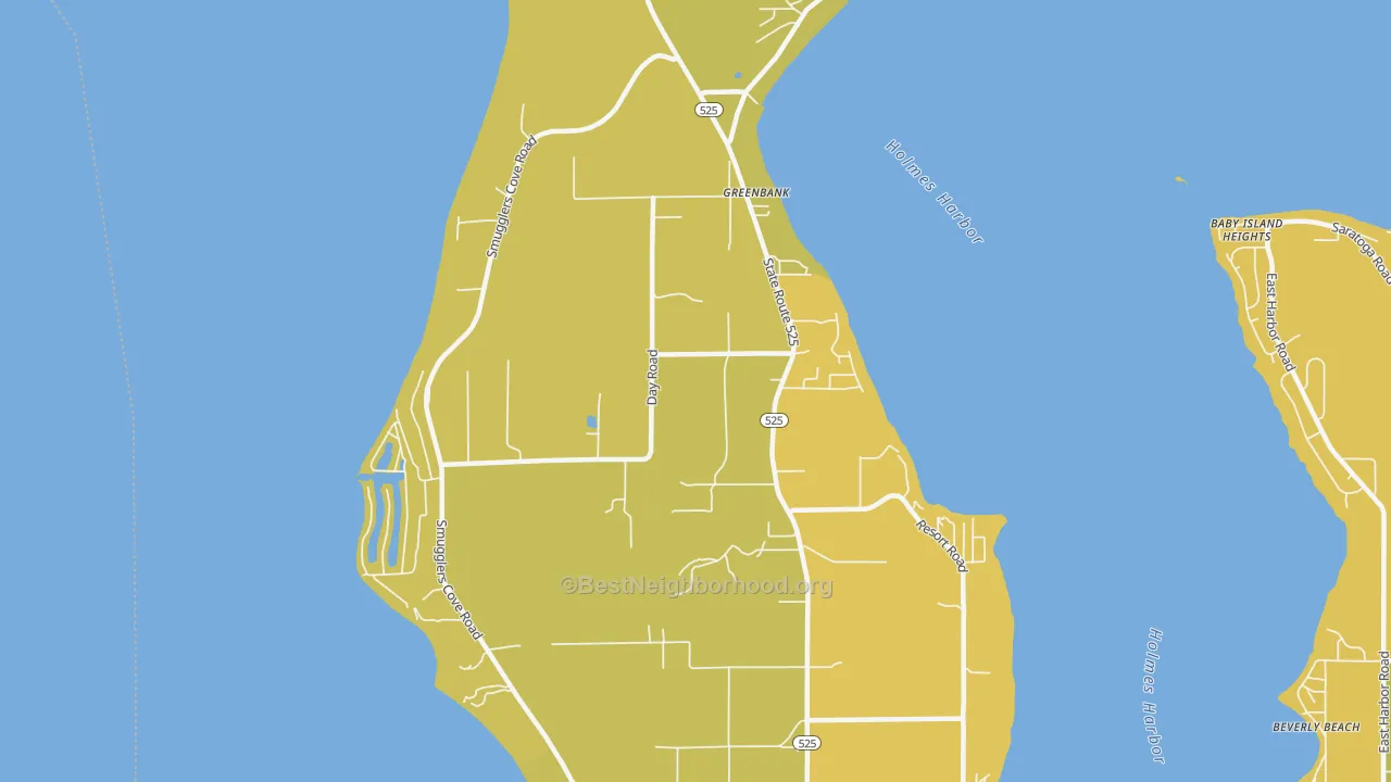 Map of the best neighborhoods in the 98253 area, with better matches in green and worse matches in red