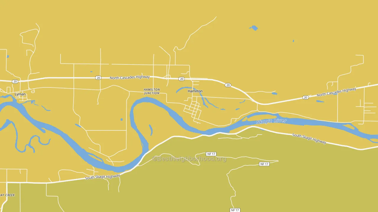 Map of the best neighborhoods in the 98255 area, with better matches in green and worse matches in red