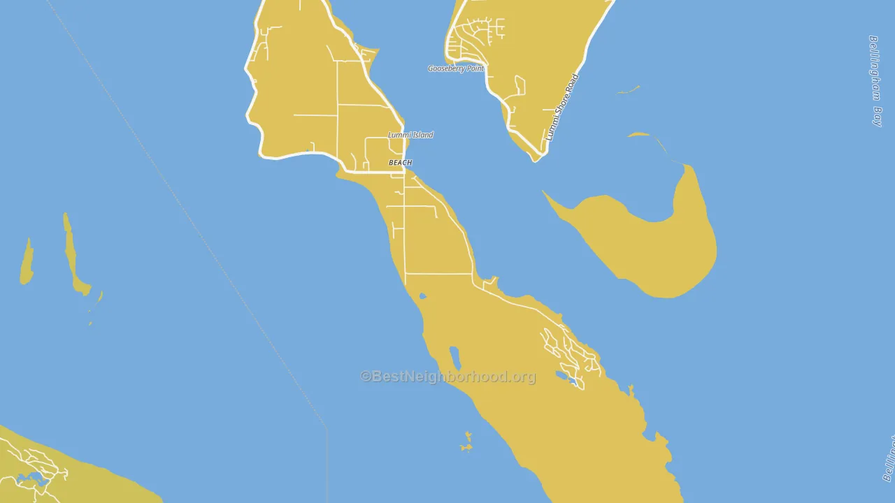 Map of the best neighborhoods in the 98262 area, with better matches in green and worse matches in red