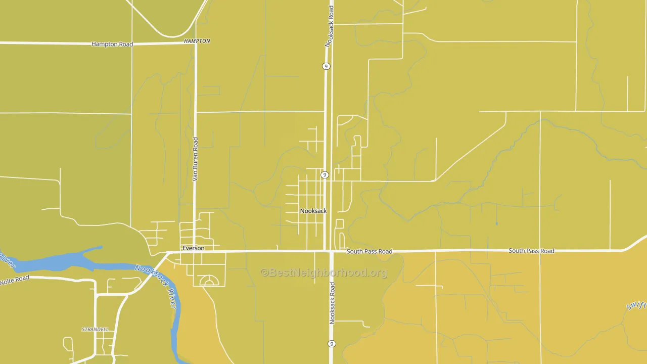 Map of the best neighborhoods in the 98276 area, with better matches in green and worse matches in red