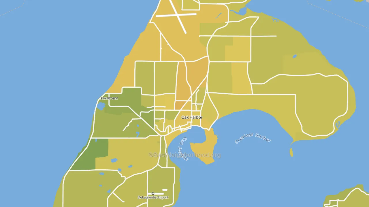 Map of the best neighborhoods in the 98277 area, with better matches in green and worse matches in red