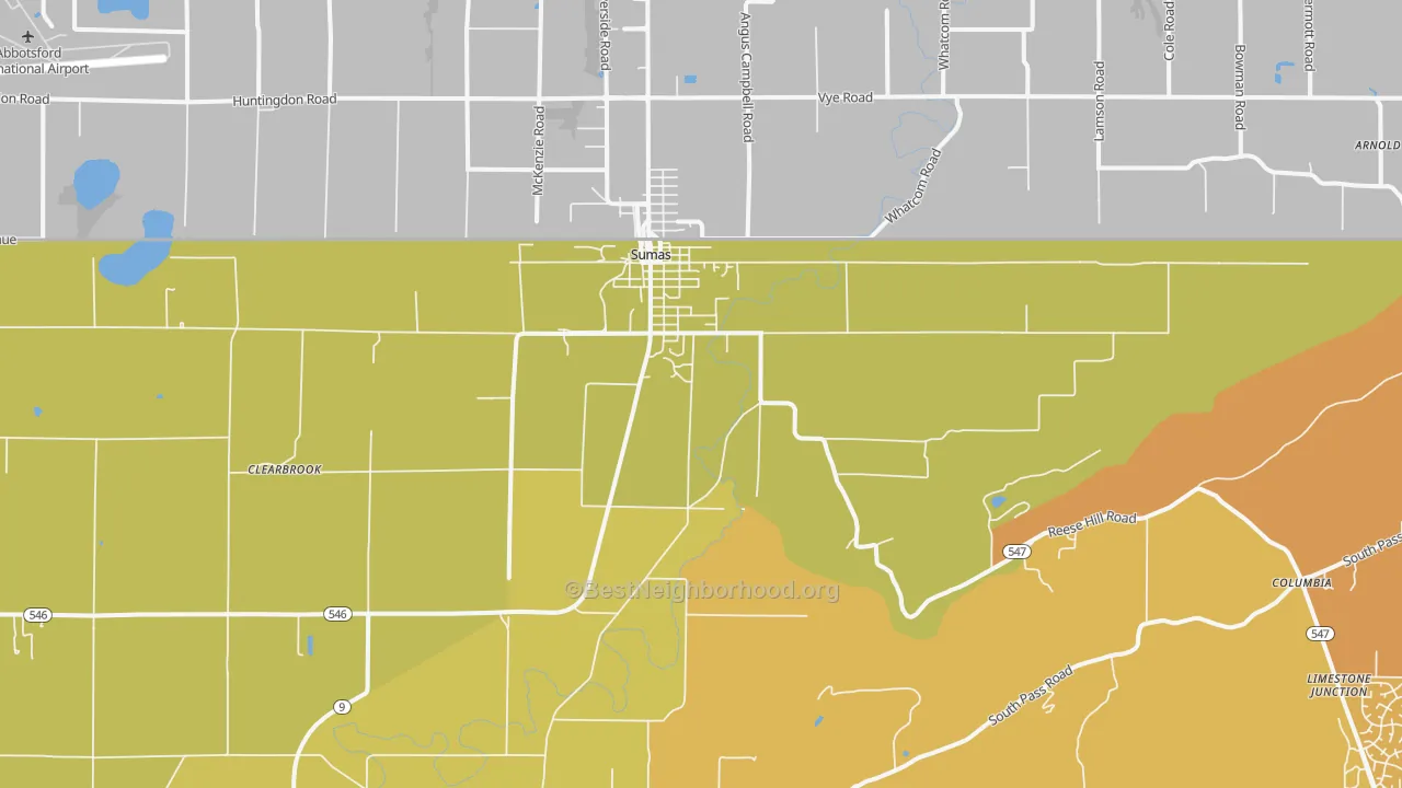 Map of the best neighborhoods in the 98295 area, with better matches in green and worse matches in red