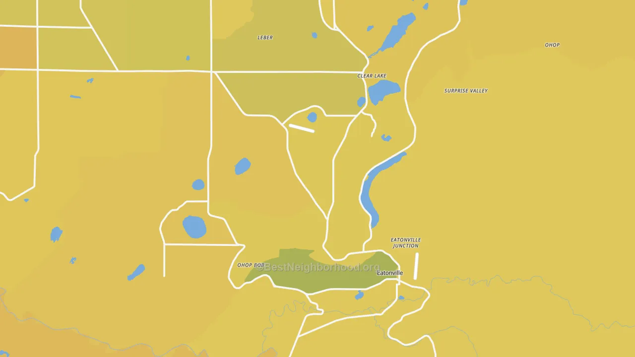 Map of the best neighborhoods in the 98328 area, with better matches in green and worse matches in red