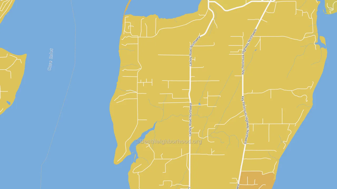 Map of the best neighborhoods in the 98394 area, with better matches in green and worse matches in red