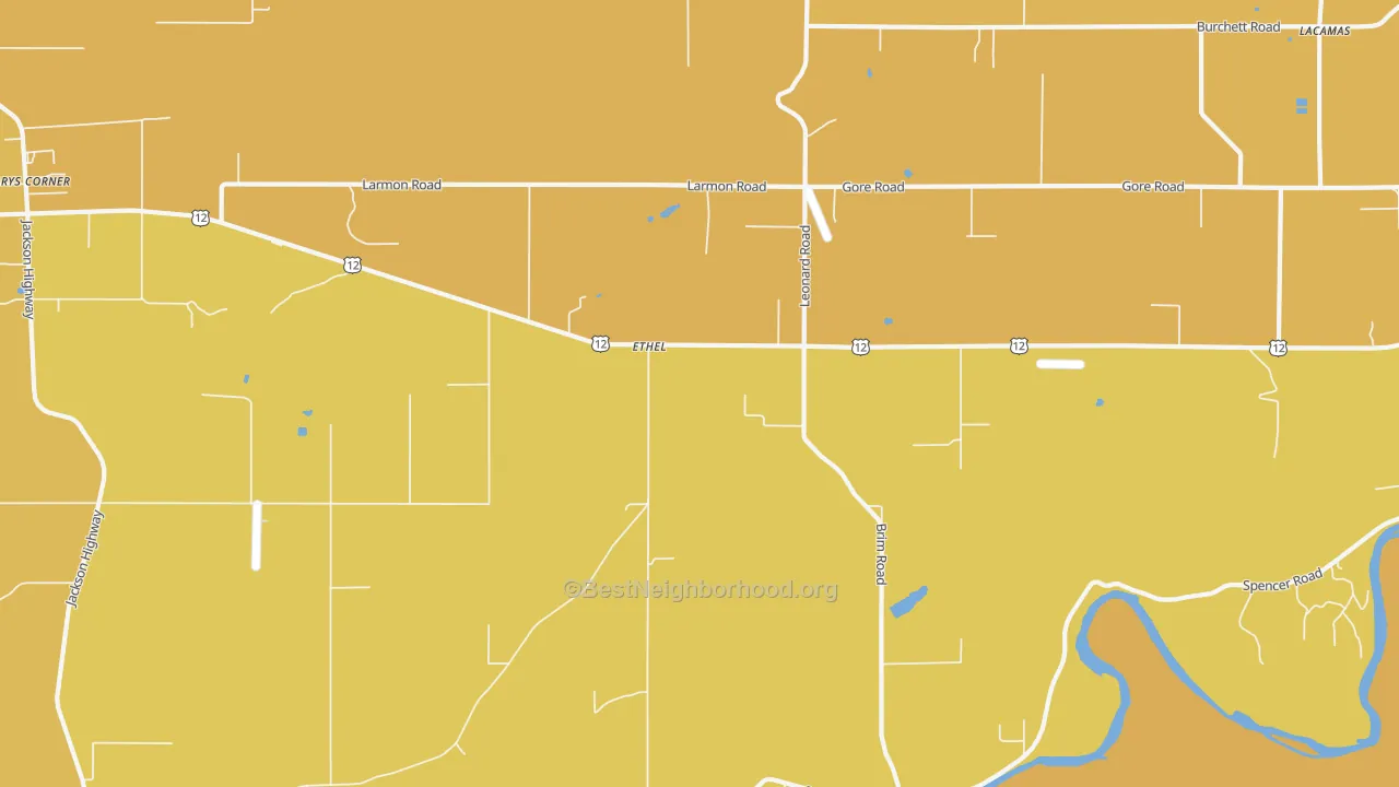Map of the best neighborhoods in the 98542 area, with better matches in green and worse matches in red