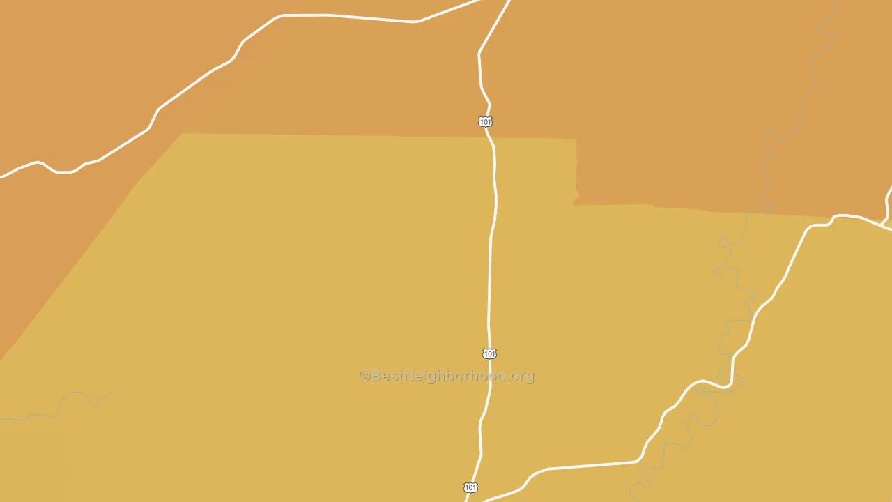 Map of the best neighborhoods in the 98552 area, with better matches in green and worse matches in red