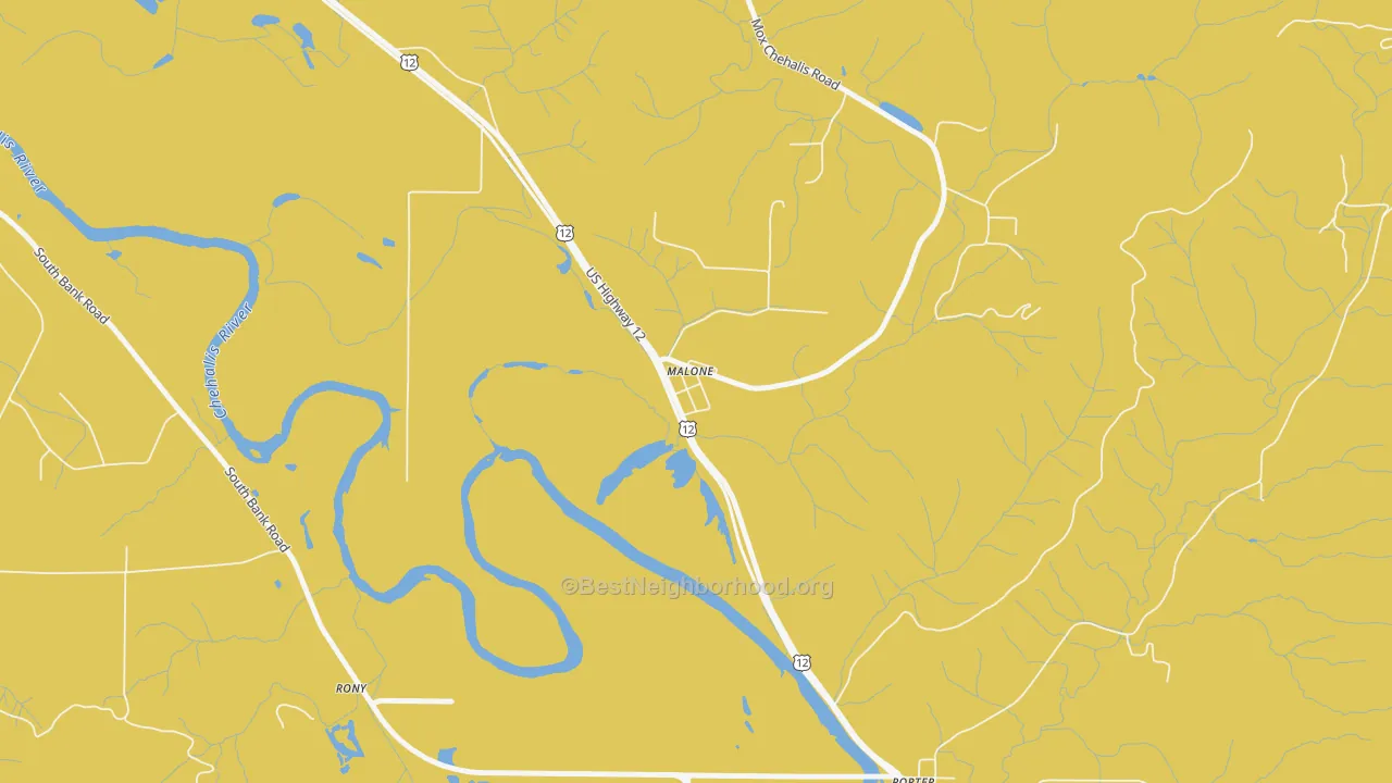 Map of the best neighborhoods in the 98559 area, with better matches in green and worse matches in red