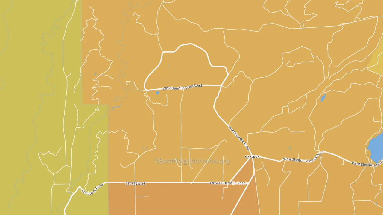 Map of the best neighborhoods in the 98560 area, with better matches in green and worse matches in red