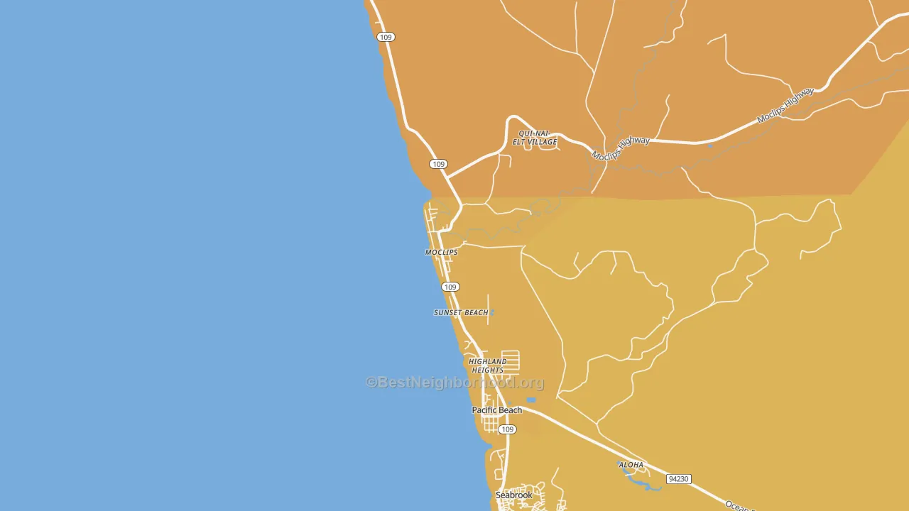 Map of the best neighborhoods in the 98562 area, with better matches in green and worse matches in red