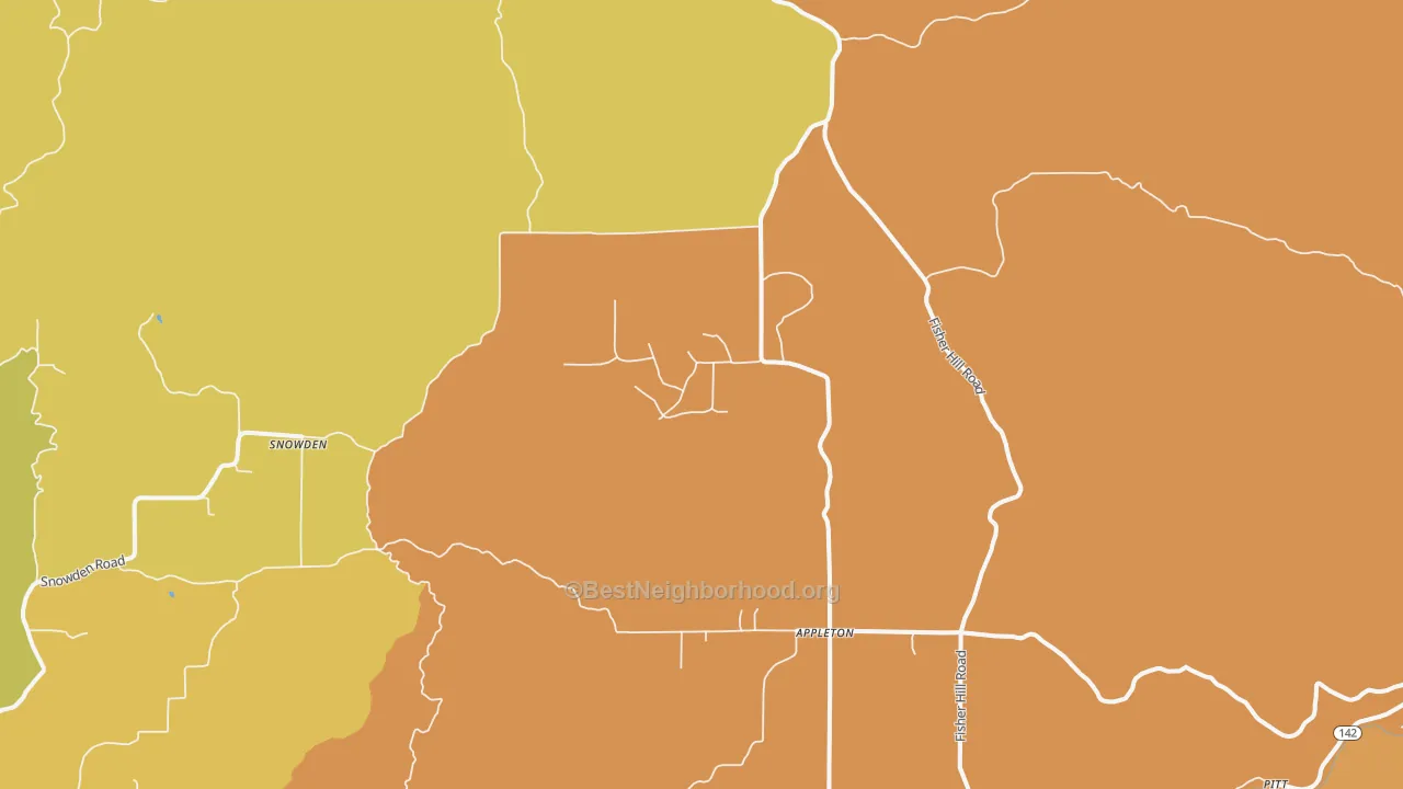 Map of the best neighborhoods in the 98602 area, with better matches in green and worse matches in red