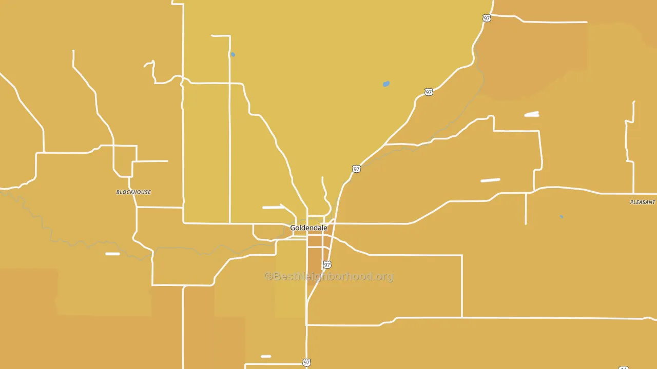 Map of the best neighborhoods in the 98620 area, with better matches in green and worse matches in red