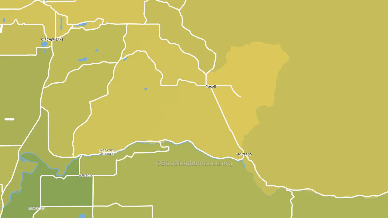 Map of the best neighborhoods in the 98675 area, with better matches in green and worse matches in red