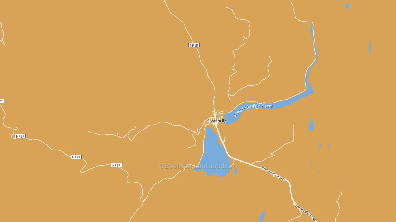 Map of the best neighborhoods in the 98819 area, with better matches in green and worse matches in red