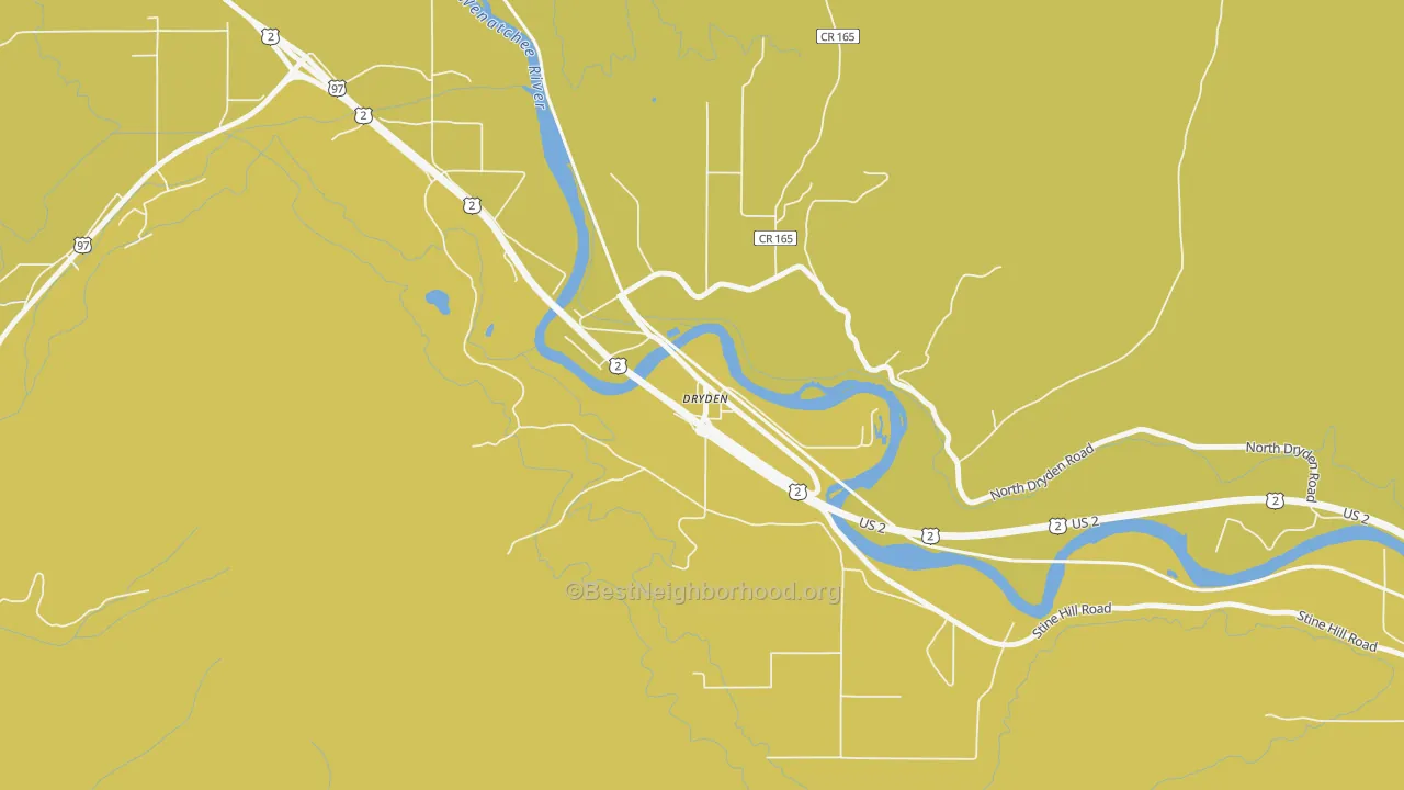 Map of the best neighborhoods in the 98821 area, with better matches in green and worse matches in red