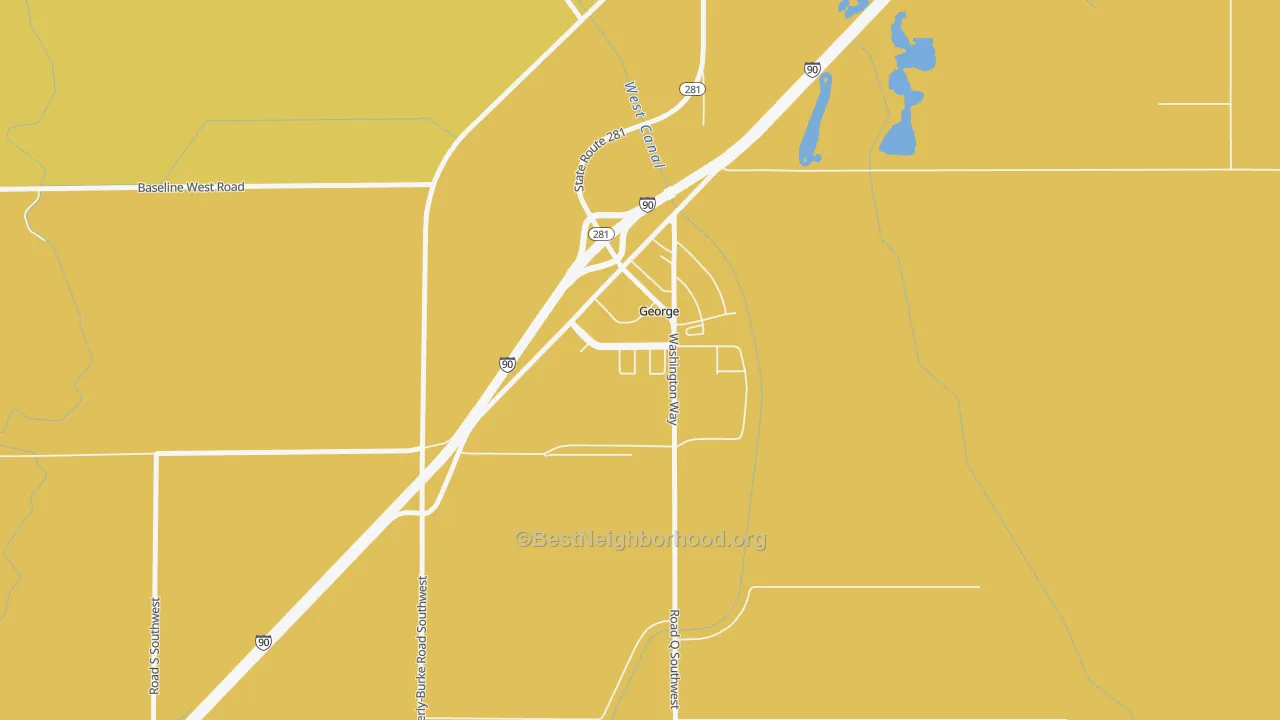Map of the best neighborhoods in the 98824 area, with better matches in green and worse matches in red