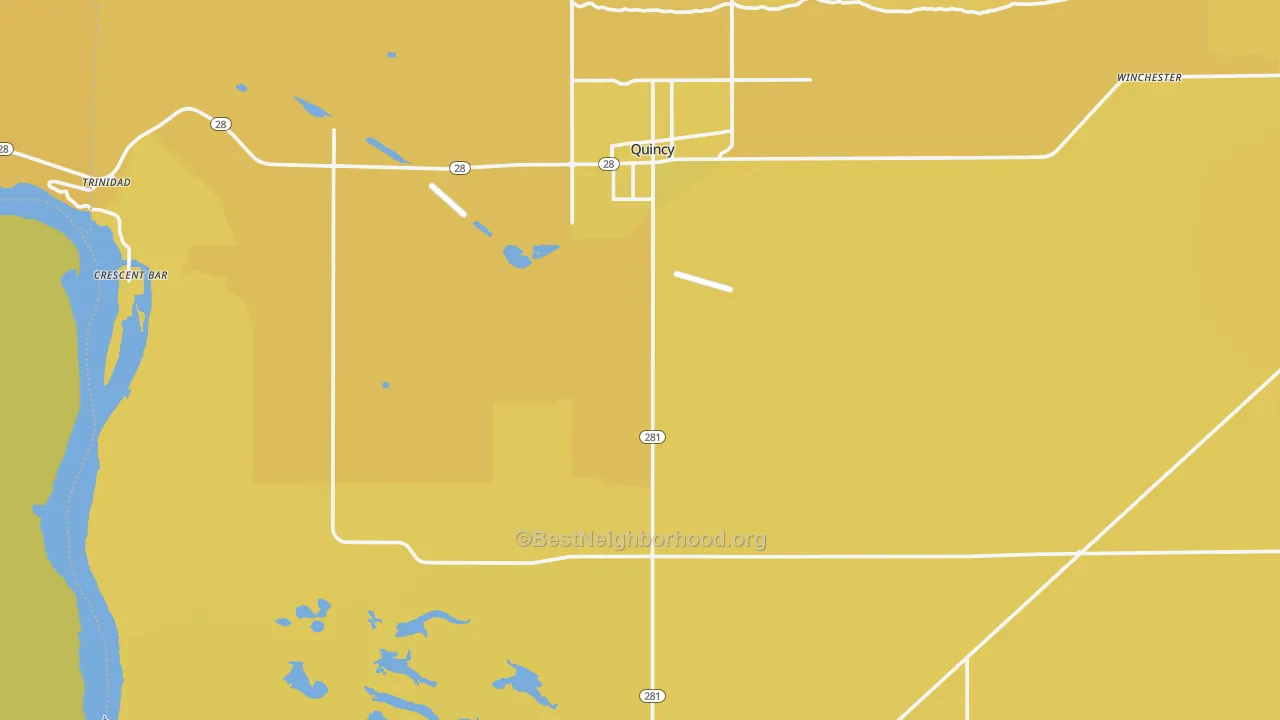 Map of the best neighborhoods in the 98848 area, with better matches in green and worse matches in red