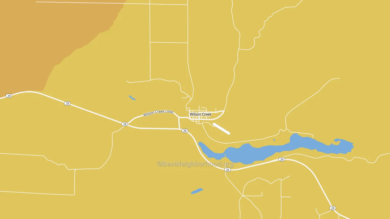 Map of the best neighborhoods in the 98860 area, with better matches in green and worse matches in red