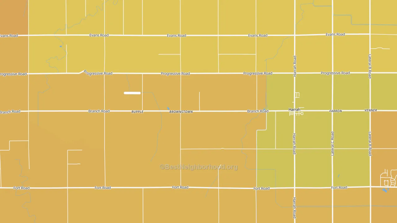 Map of the best neighborhoods in the 98933 area, with better matches in green and worse matches in red