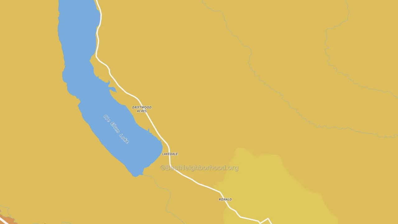 Map of the best neighborhoods in the 98940 area, with better matches in green and worse matches in red