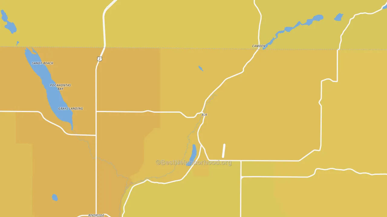 Map of the best neighborhoods in the 99009 area, with better matches in green and worse matches in red
