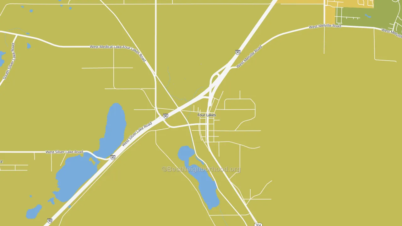 Map of the best neighborhoods in the 99014 area, with better matches in green and worse matches in red