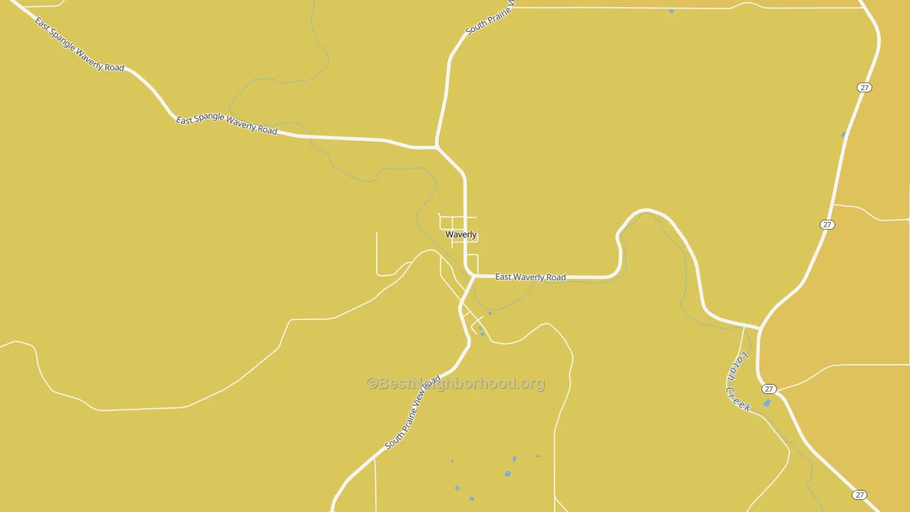 Map of the best neighborhoods in the 99039 area, with better matches in green and worse matches in red