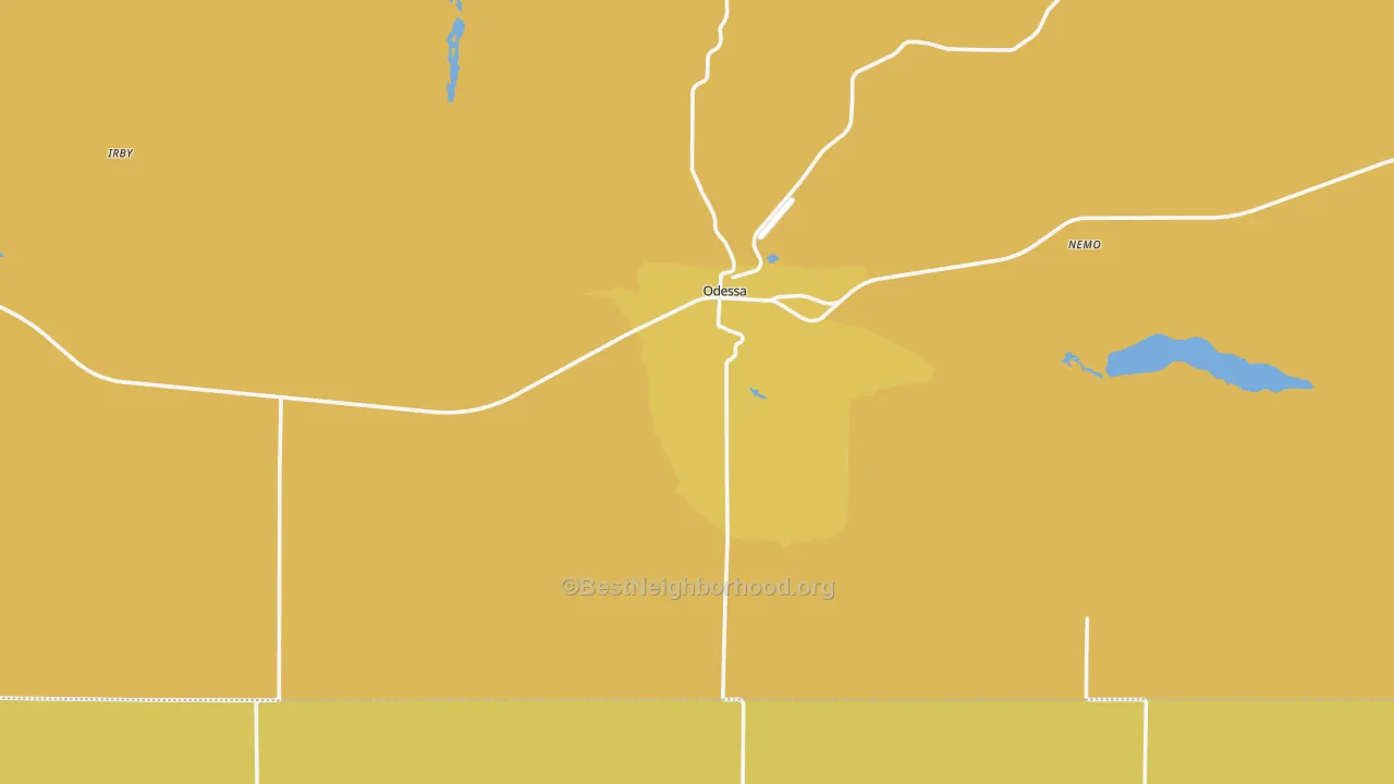 Map of the best neighborhoods in the 99159 area, with better matches in green and worse matches in red