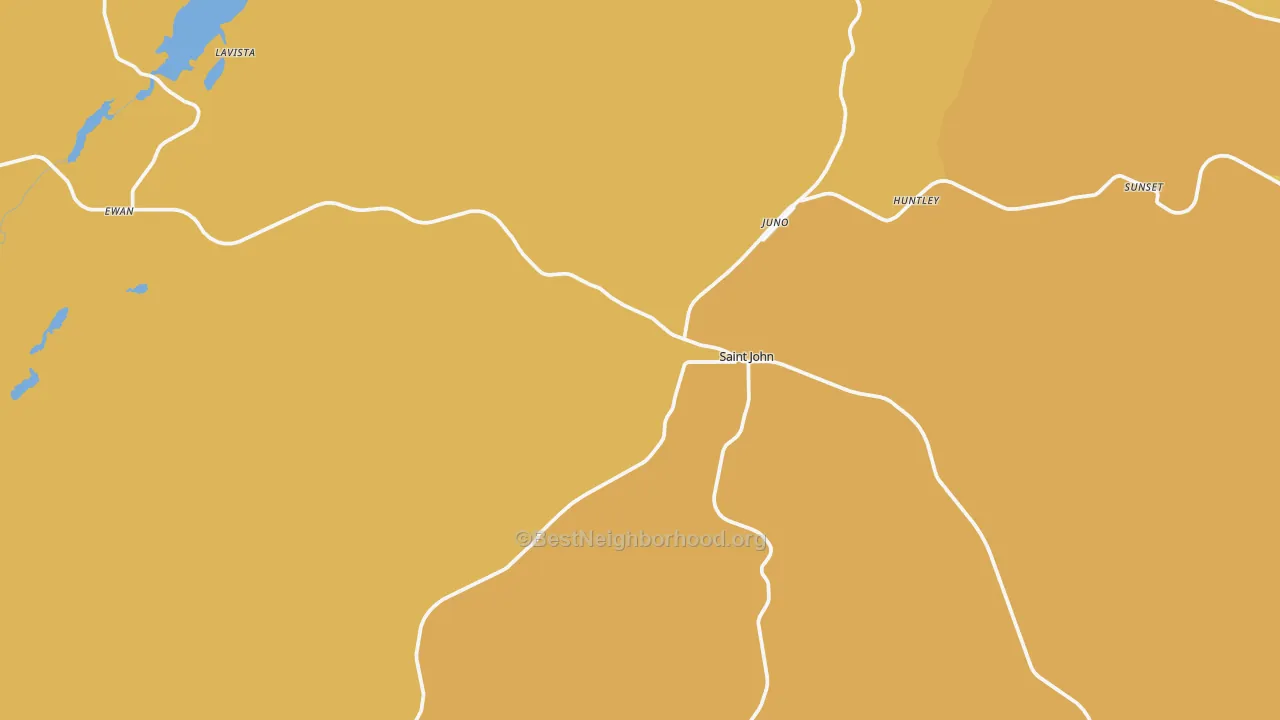 Map of the best neighborhoods in the 99171 area, with better matches in green and worse matches in red