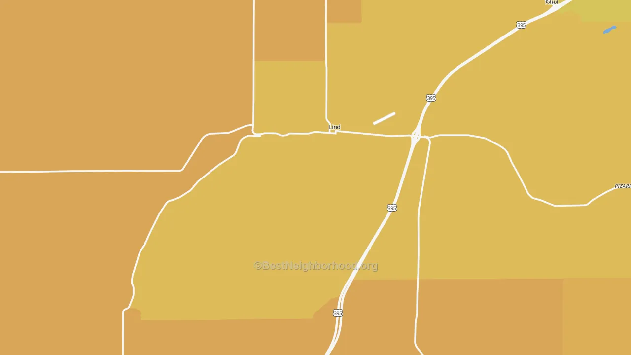 Map of the best neighborhoods in the 99341 area, with better matches in green and worse matches in red