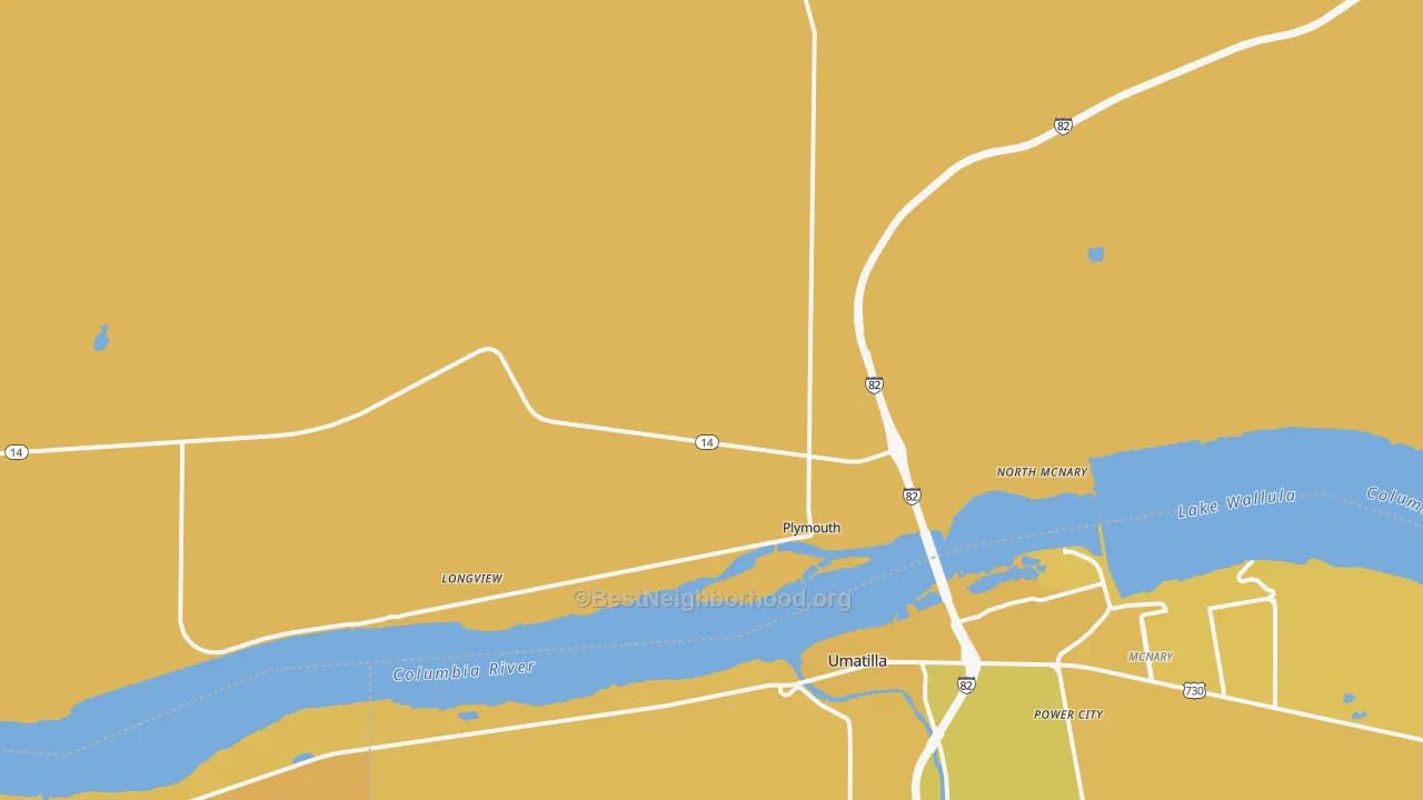 Map of the best neighborhoods in the 99346 area, with better matches in green and worse matches in red