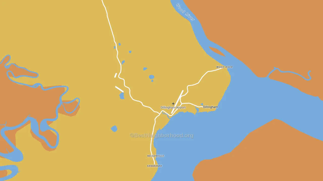 Map of the best neighborhoods in the 99576 area, with better matches in green and worse matches in red