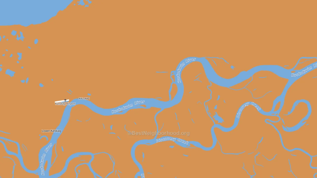 Map of the best neighborhoods in the 99607 area, with better matches in green and worse matches in red