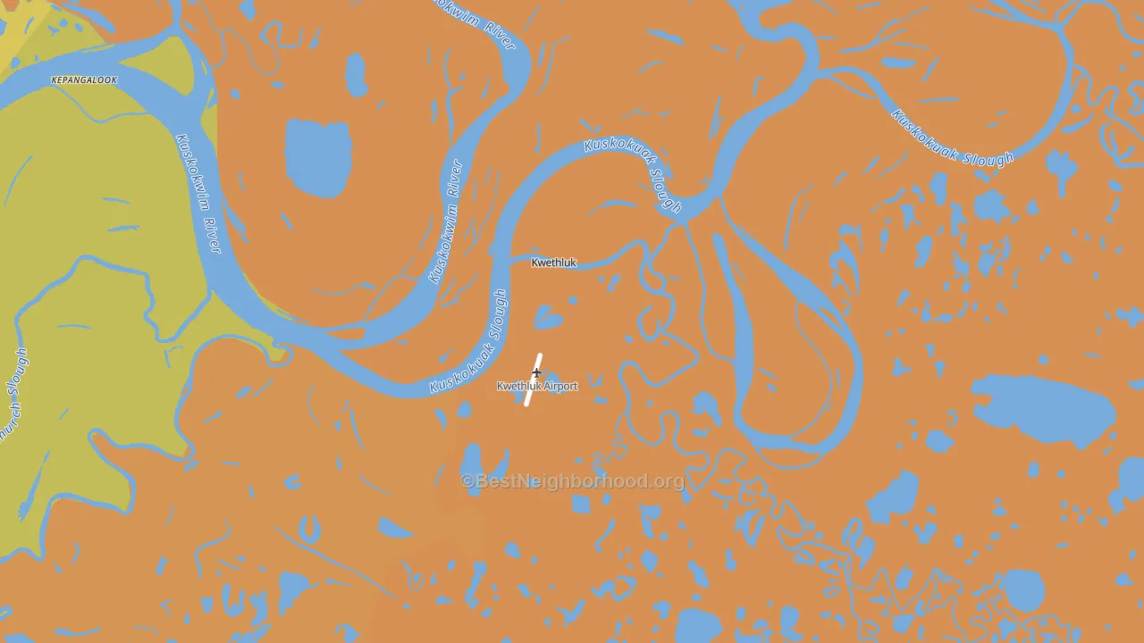 Map of the best neighborhoods in the 99621 area, with better matches in green and worse matches in red