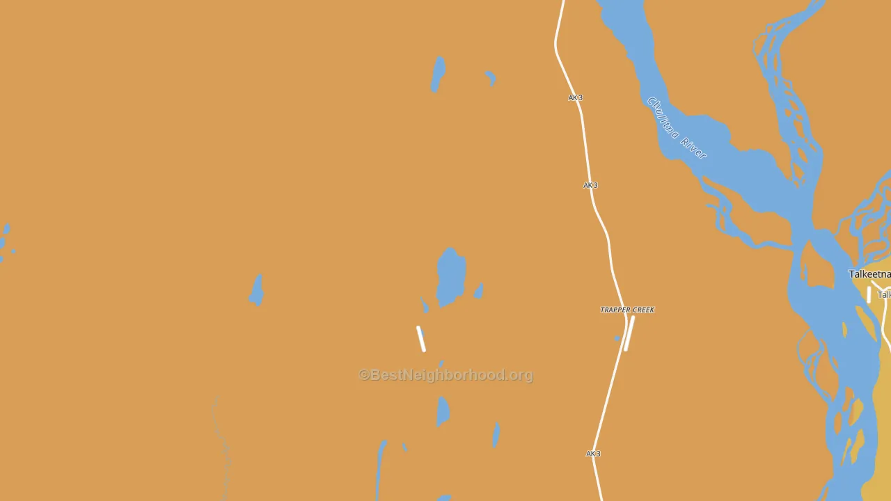 Map of the best neighborhoods in the 99683 area, with better matches in green and worse matches in red