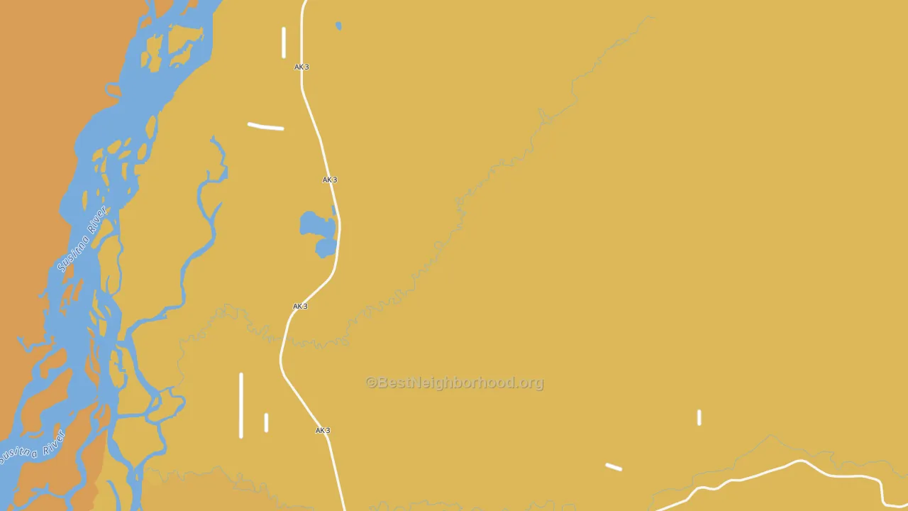 Map of the best neighborhoods in the 99688 area, with better matches in green and worse matches in red