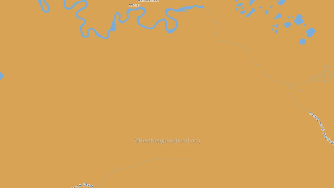 Map of the best neighborhoods in the 99691 area, with better matches in green and worse matches in red