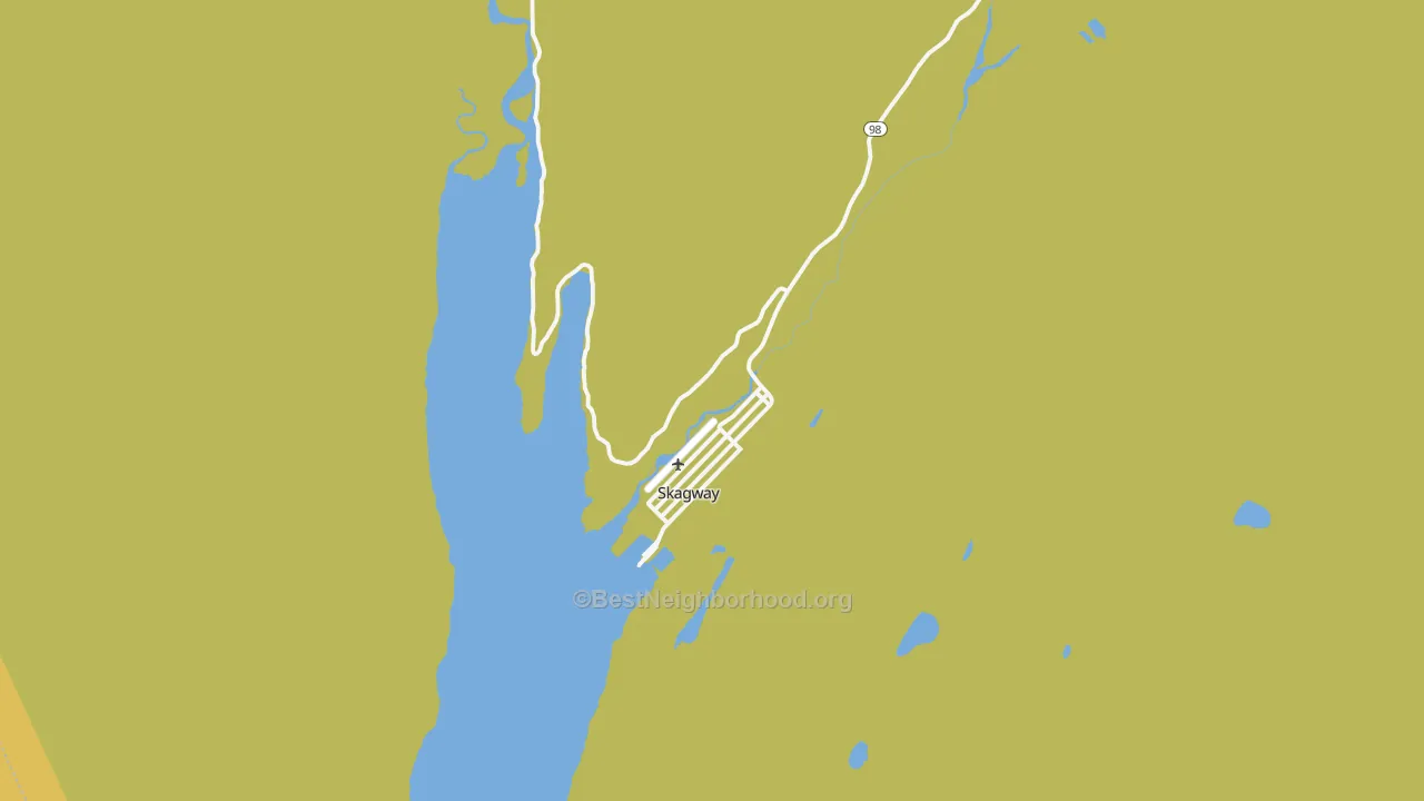 Map of the best neighborhoods in the 99840 area, with better matches in green and worse matches in red