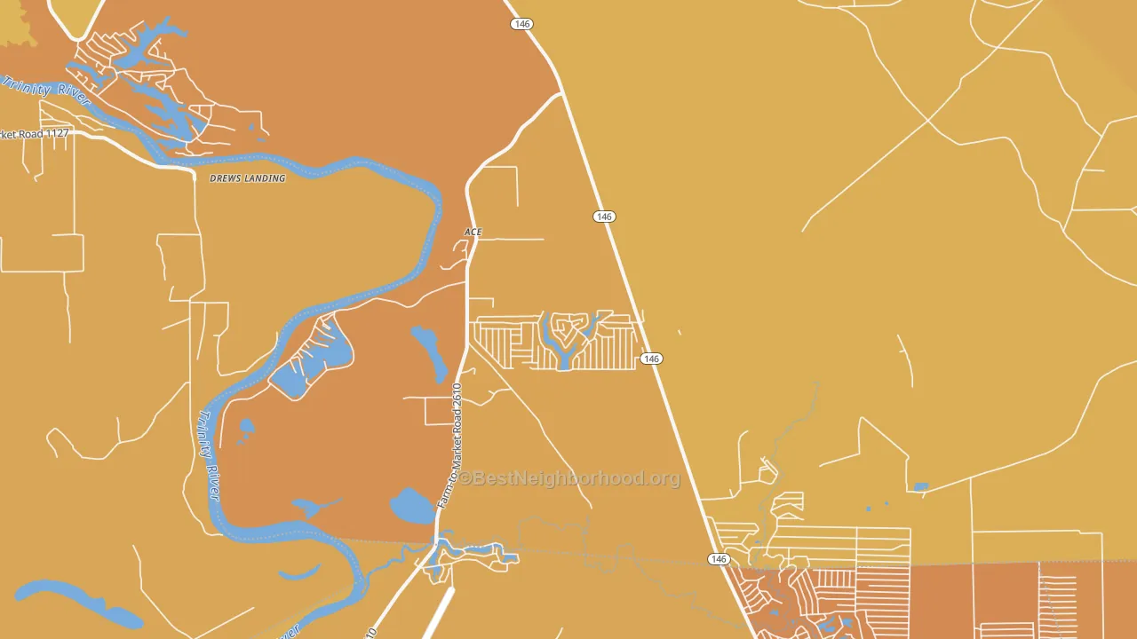 Map of the best neighborhoods in the Ace area, with better matches in green and worse matches in red