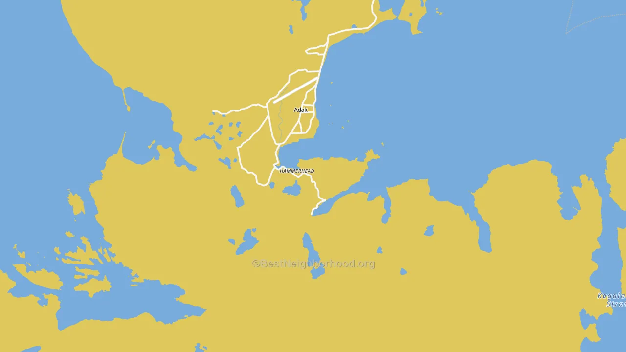 Map of the best neighborhoods in the Adak area, with better matches in green and worse matches in red