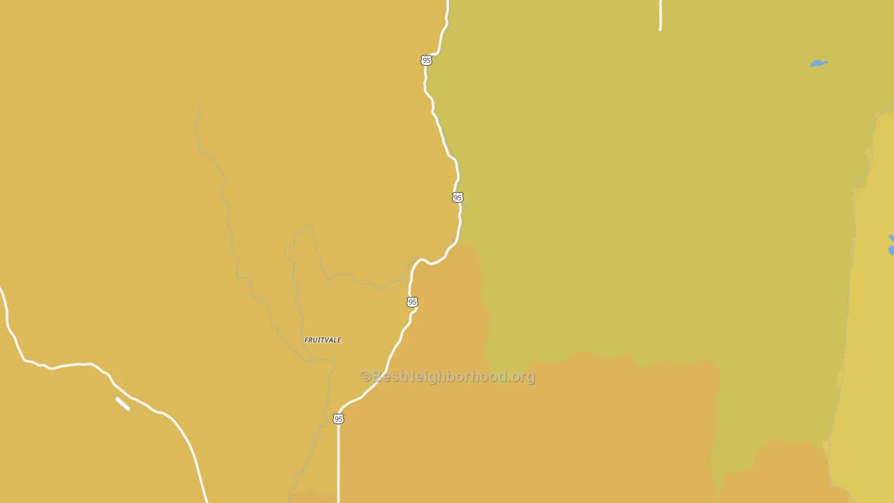 Map of the best neighborhoods in the Adams County area, with better matches in green and worse matches in red