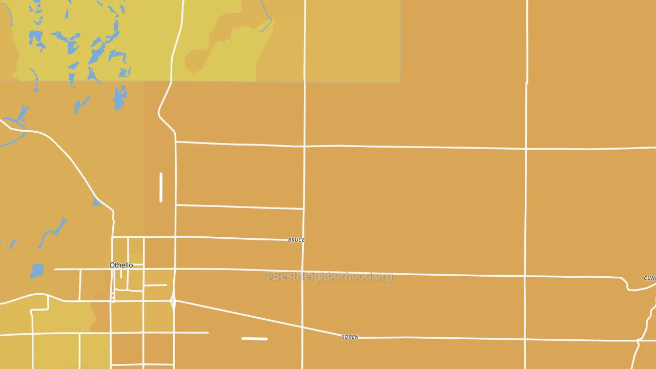 Map of the best neighborhoods in the Adams County area, with better matches in green and worse matches in red
