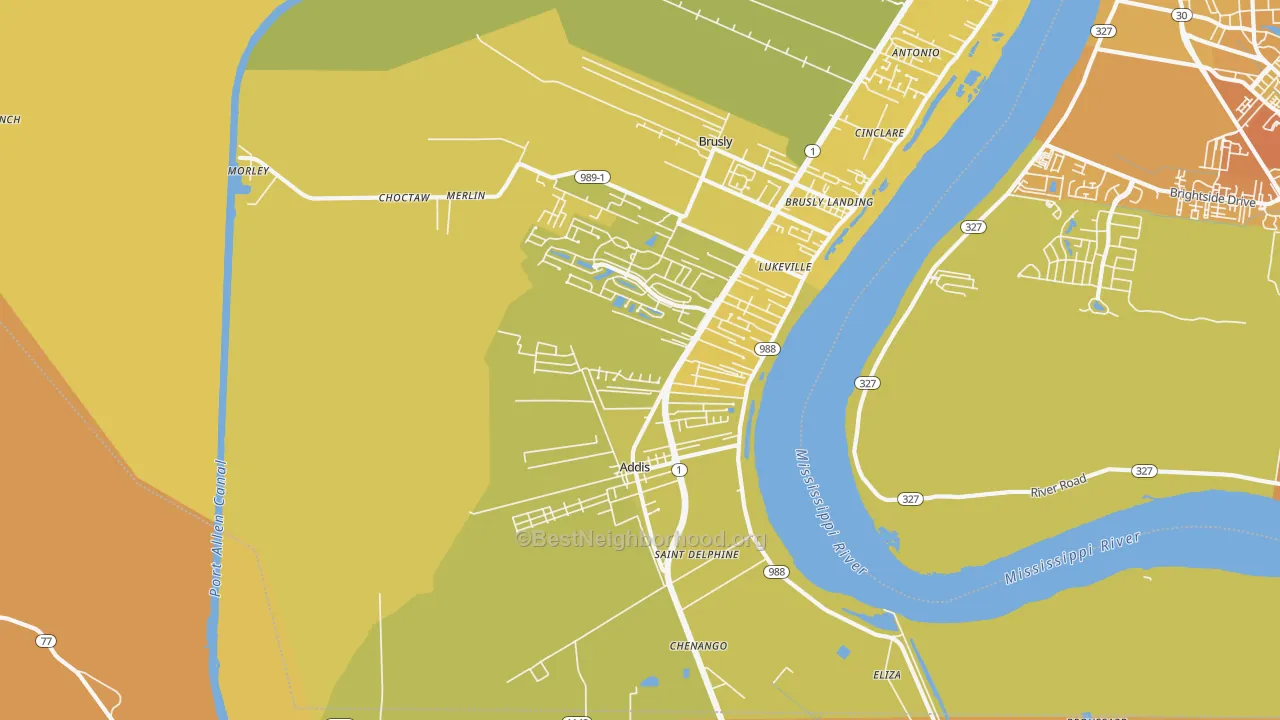 Map of the best neighborhoods in the Addis area, with better matches in green and worse matches in red
